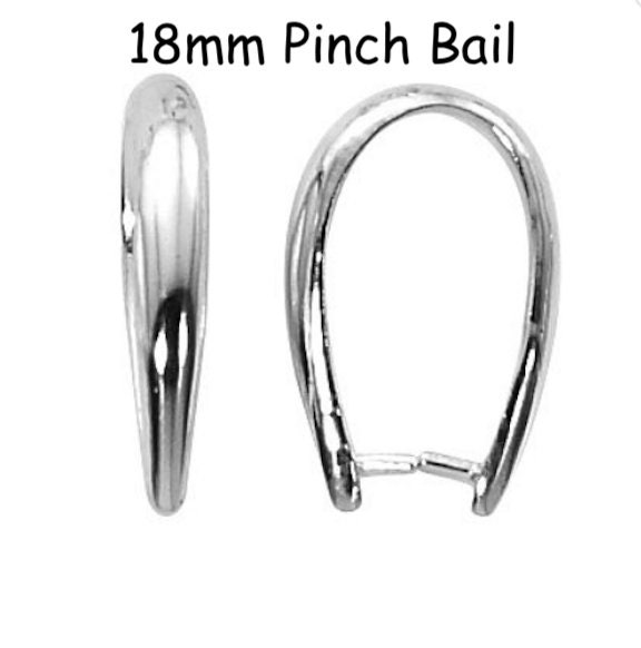 Sterling Silver Pinch Bails, S925 Silver CZ Charm Pinch Bail for