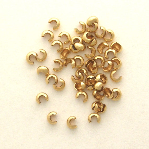 3mm Gold Crimp Covers 50 PCS 14K Gold Filled 3mm Crimp Bead Covers