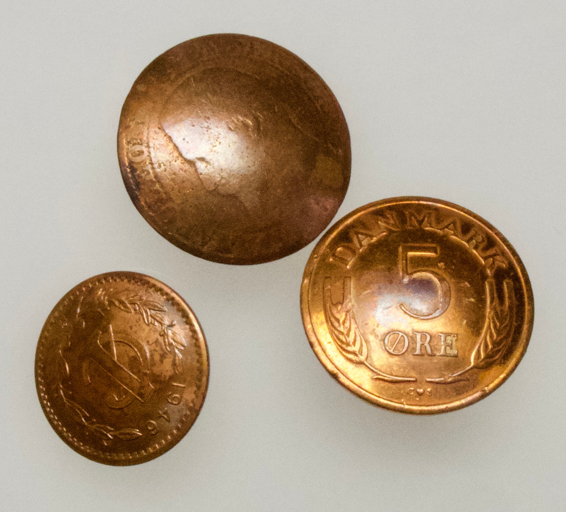 Authentic COPPER Coin Buttons Silver Soldered Loop Etsy