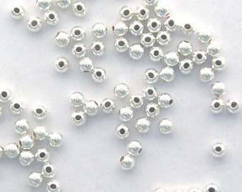 Seamless Round Beads 925 Sterling Silver 2, 2.5, 3, 4, 5, 6mm