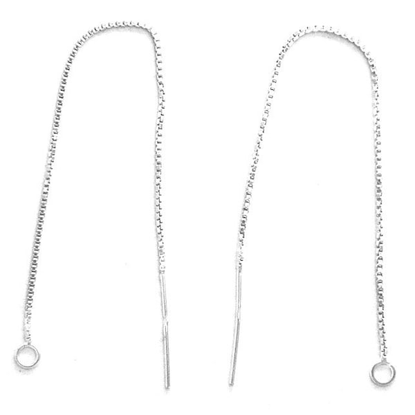 1 Pair EAR THREADS 925 Sterling Silver with Loop 3, 4, 5, 6 Inch