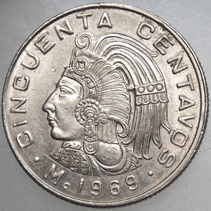 1964-1983 50 Centavos Aztec Coyolxauhqui
