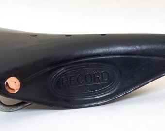 NOS RECORD MD Leather Bicycle Vintage Track Saddle Copper Rivets