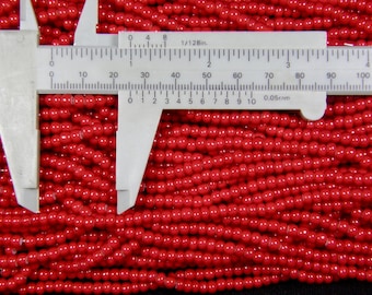 5-0 Seed Beads Red White Heart 16.75 Inch Strand Czech Pony