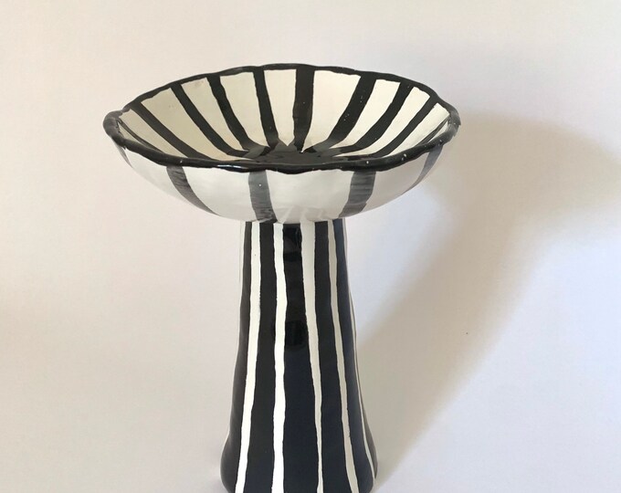 TALL FOOTED BOWL Handpainted Ceramic Modern Graphic Memphis 80s Etsy