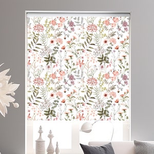 Floral Roller Shade for Kitchen, Botanical Window Blind, Custom Size Window Blind, Spring Decor Window Treatment, Nature Home Art for Window