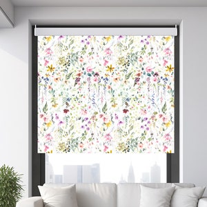 Botanical Roller Shade, Colourful Floral Roller Blind for Kitchen, Bathroom Window Treatment for Living Room, Vintage Window Curtain Bedroom