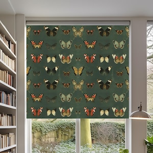 Butterfly Roller Shades, Vintage Roller Blinds, Custom Roller Shades for French Door, Printed Roller Blind for Living Room, Decorative Shade