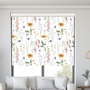 Wildflower Meadow Roller Shades for Kitchen, Custom Floral Window Blinds, Botanical Bliss Roller Blinds, Fresh Floral Blackout Roller Shades