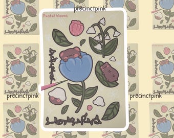 Pastel Bear Floral Sticker Sheet – Kawaii Journal Stickers