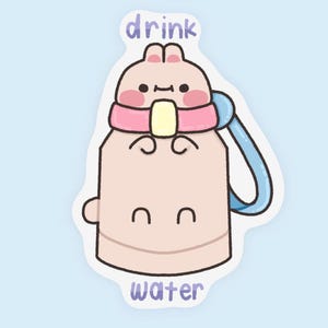 Drink water- nuggy the bunny water bottle sticker