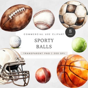 Pelotas deportivas PNG acuarela, imágenes prediseñadas de deportes de verano, imágenes prediseñadas de fútbol, imágenes prediseñadas de béisbol, gráficos de casco de fútbol americano, imágenes de pelota de tenis, pelota de críquet