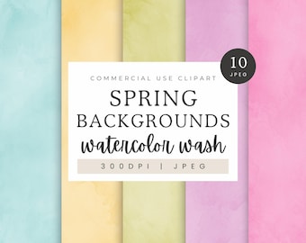 Spring Colors Watercolor Texture Backgrounds, Easter Watercolor Washes Digital Paper, Invitation Backgrounds, Scrapbooking Craft Paper