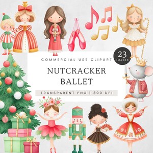 Cascanueces navideño, linda bailarina navideña, ballet navideño en acuarela PNG