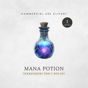 Clipart di bottiglie di pozione, ClipArt di pozioni magiche, PNG di elisir di mana fantasy, Grafica di Dungeons & Dragons, Immagine di pozione luminosa di un videogioco di ruolo