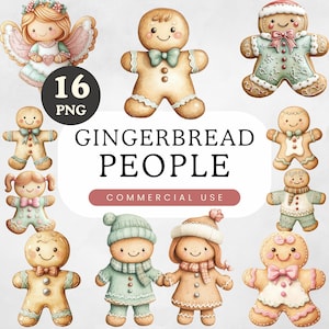 Illustraties pastel peperkoek | Clipart peperkoekkoekje | Roze kerst | Aquarel, png-bestand | Feestdagen bakken | Leuke bak-uitverkoop | Sprookje