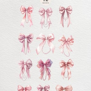 Lazos y perlas PNG, lazo rosa con perlas, cinta rosa con collar de perlas, estética femenina imagen 2
