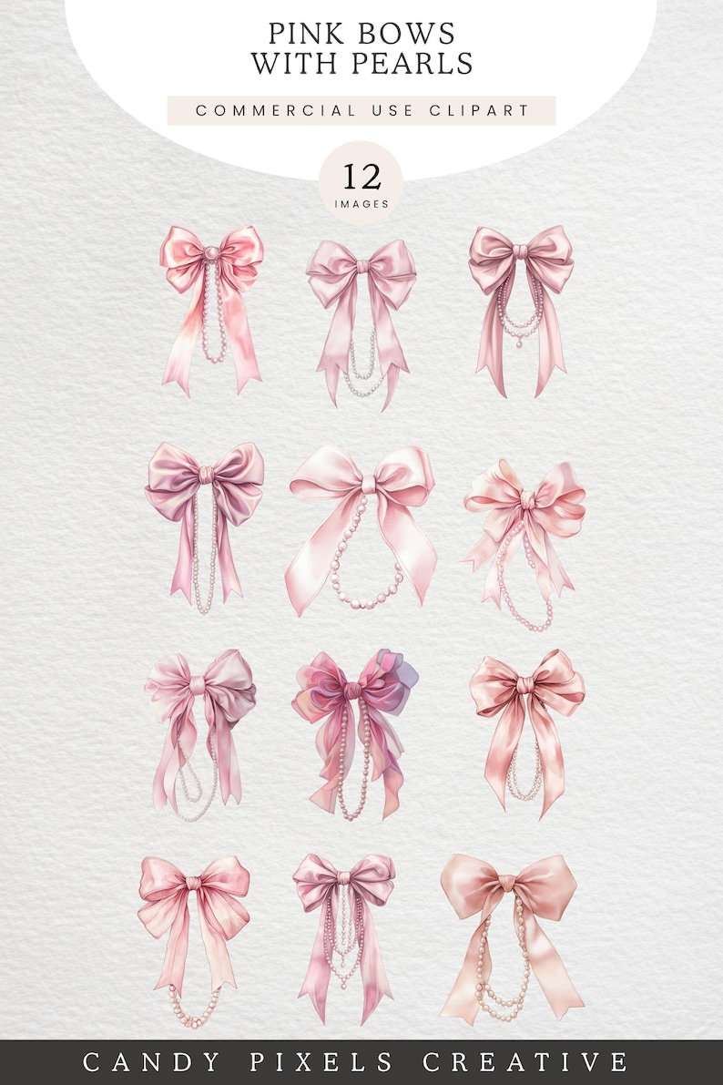Lazos y perlas PNG, lazo rosa con perlas, cinta rosa con collar de perlas, estética femenina imagen 2