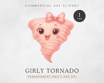 Pink Tornado Clipart, Cute Twonado PNG, Nursery Art Girly Tornado Graphic, Sweet Baby Tornado Clip Art, Invitation Image, Commercial Use