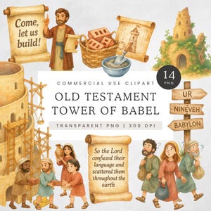 Turmbau zu Babel Clipart, alttestamentliche Bibelfigur Clip Art, Biblische Zeichen PNG, Sonntagsschule Handwerk Grafiken, Genesis Bilder