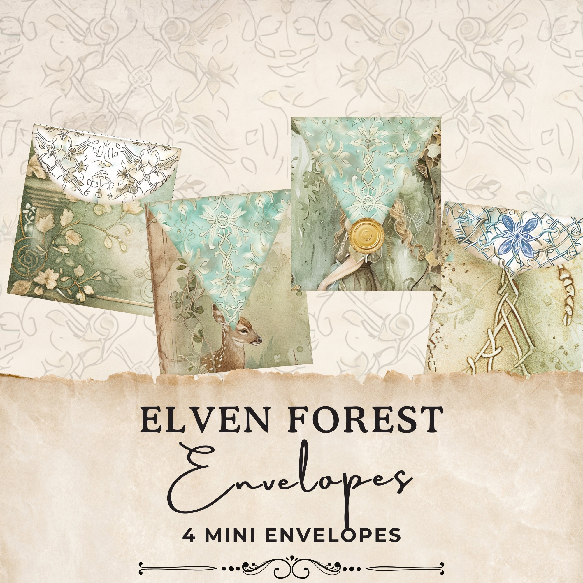 Elven Forest Printable Envelopes | 4 Elf Junk Journal Mini Envelope ...