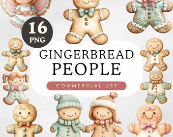 Pastel Gingerbread Clip Art | Gingerbread Cookie Clipart | Pink Christmas | Watercolor PNG | Holiday Baking | Cute Bake Sale | Fairytale