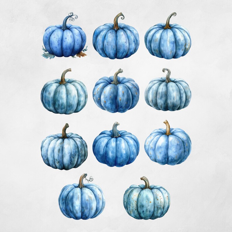 Blue Pumpkin Clipart | Autumn Farmhouse | Digital Planner Clipart ...