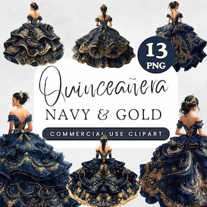 Robe de Quinceañera bleu marine et or | Coing Años | Robe de princesse bleu foncé | Mode formelle | Tenues de soirée élégantes pour fête d'anniversaire