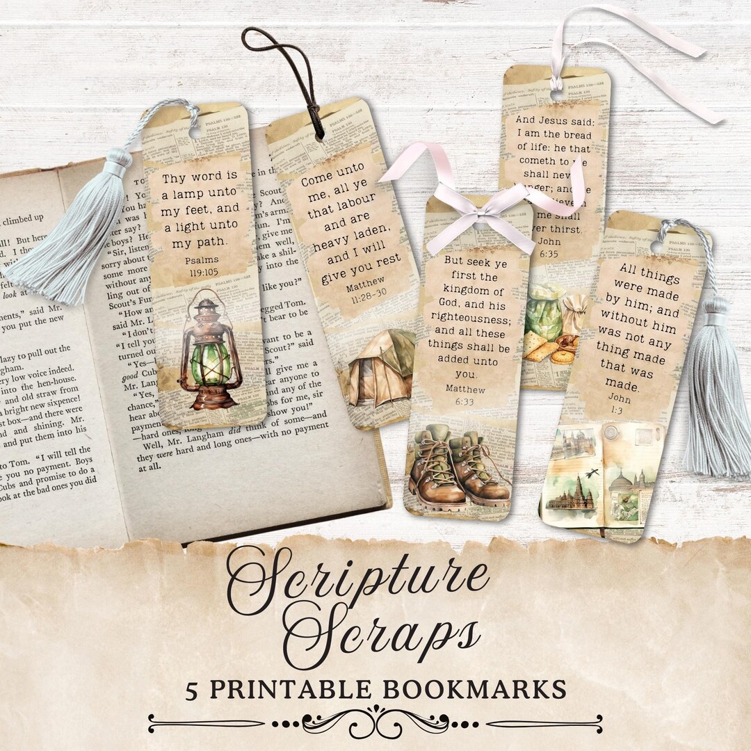 Scripture Scraps Printable Bookmarks, Faith Junk Journal Ephemera ...