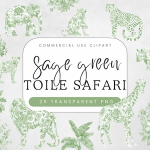 Toile Safari babyshower saliegroen | Franse Toile De Juoy | Chinoiserie Afrikaanse wilde dieren | Elegant bloemendecor | Commercieel gebruik