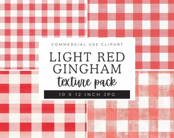 Red Gingham Pattern Digital Paper, Plaid Background Texture, Gingham Seamless Pattern, Neutral Gingham Coquette Style Background