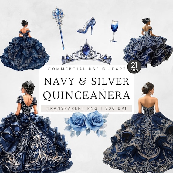 Navy & Silver Quinceaera Dress Clipart | Quince Aos | Dark Blue Princess Gown | Formal Fashion | Birthday Party Elegant Eveningwear - Etsy Navy & Silver Quinceaera Dress Clipart | Quince Aos | Dark Blue Princess Gown | Formal Fashion | Birthday Party Elegant Eveningwear - Etsy
