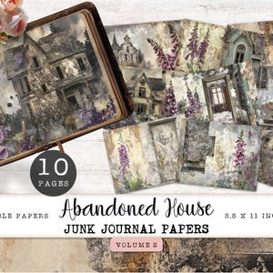 Papeles digitales para diario basura de casas abandonadas, 10 páginas victorianas oscuras y espeluznantes para imprimir, hoja de collage gótico, manualidades de papel de 11 x 8,5 JJPAH