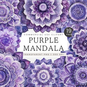 Paarse mandala clipart, lila bloemen mandala png, heilige geometrie illustraties, ornament afbeelding, boho aquarel, mandala bloemenontwerp