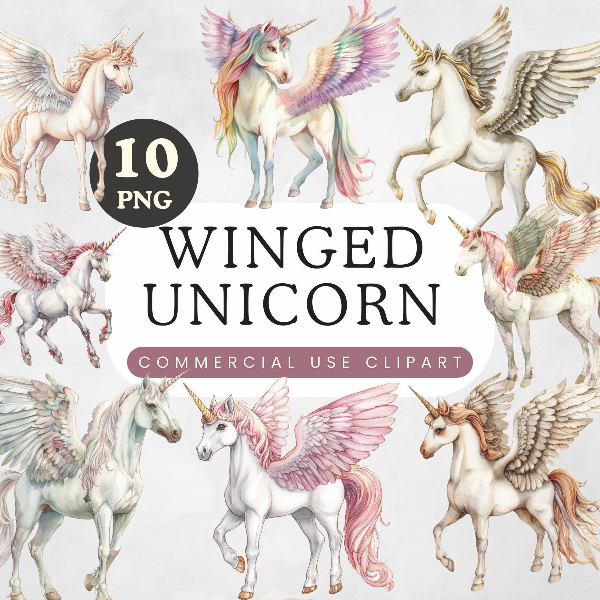 Unicorn With Wings PNG | Rainbow Pegasus Clip Art | Magic Animal ...