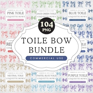 Toile Bogen Clipart Bundle | Vintage französische Toile De Juoy | Kokette Bögen PNG | Baby-Dusche-Bänder | Blau Pink Lila Neutral Salbei Grün Rot