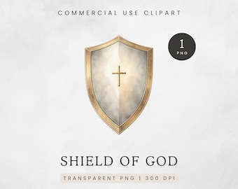 Shield of God Clipart PNG, Christian Faith Shield Illustration, Religious Spiritual Protection Graphic, Commercial Use Digital Download