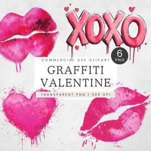 Graffiti Valentine PNG, Valentijnsdag clipart, hete roze harten illustraties, grunge esthetiek, liefde en romantiek in de stad, XOXO