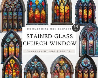 Stained Glass Windows PNG, Church Windows Clipart, Decor and Invitations, Christmas Ornament, Clip Art, Faux Stain Glass Window