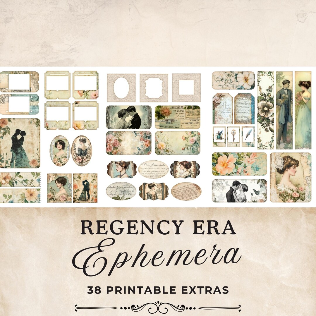 Regency Era Junk Journal Ephemera Cards, Jane Austen 38 Vintage Extras ...