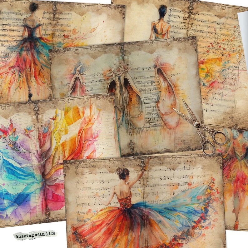Ballerina Theme Paper 6 Ballet Junk Journal Pages Digital Floral ...