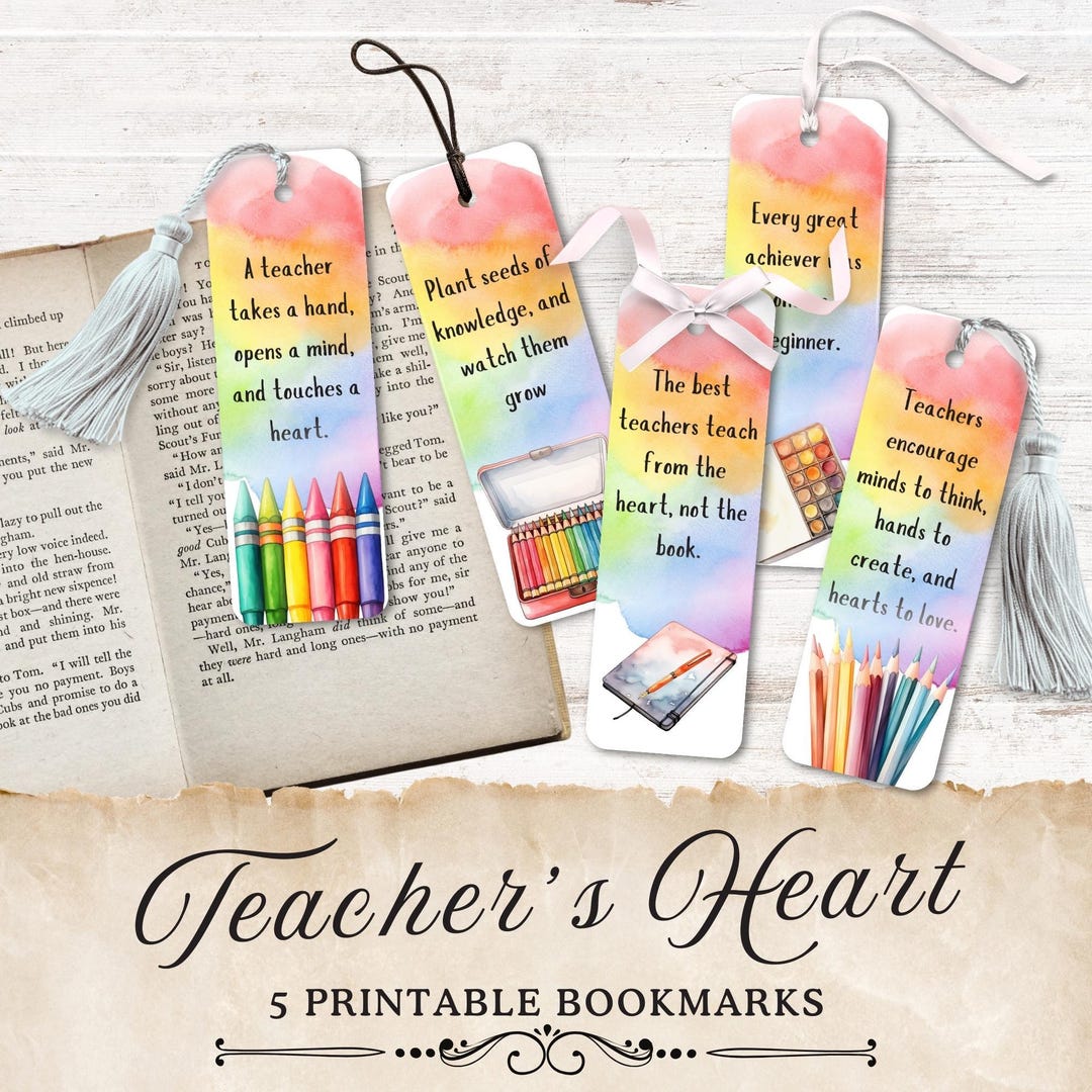 Printable Bookmarks for Teachers, Rainbow Teaching Quote Bookmarks ...