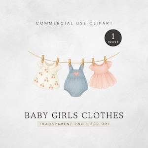 Babyflicka tvättlina Clipart, Babyflicka Babyshower Clip Art, Söt Onesie PNG, Baby tvättlina Clipart, Nyfödd Baby Grafik