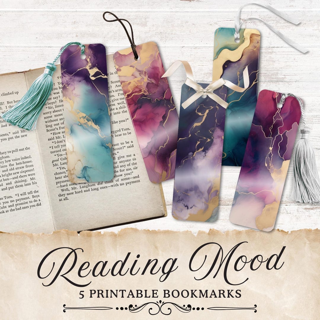 Romantasy Bookmark Printable, Moody Alcohol Ink Bookmarks, Dark ...