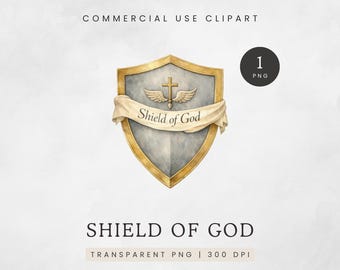Shield of God Clipart PNG, Christian Faith Shield Illustration, Religious Spiritual Protection Graphic, Commercial Use Digital Download