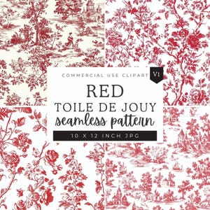 Papier numérique toile de jouy rouge, papier à motif floral vintage sans couture, design de style chinoise, arrière-plans rouge et blanc