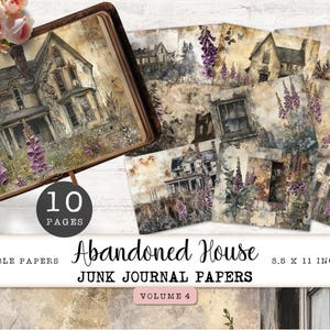 Papeles digitales para diario basura de casas abandonadas, 10 páginas victorianas oscuras y espeluznantes para imprimir, hoja de collage gótico, manualidades de papel de 11 x 8,5 JJPAH