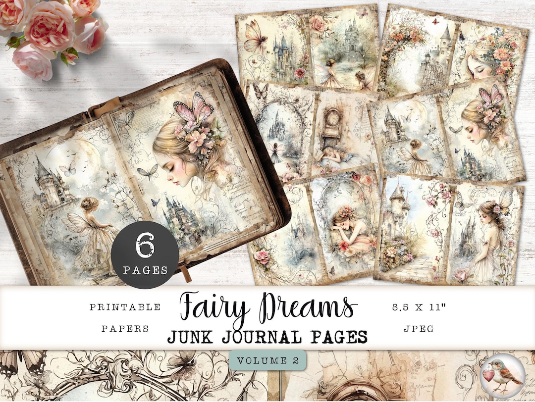 Fairytale Junk Journal Pages, 6 Fairy Tale Dreams Printable Digital ...