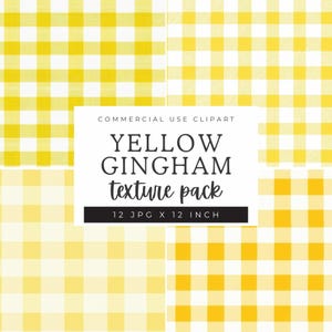 Yellow Gingham Pattern Digital Paper, Plaid Background Texture, Gingham Seamless Pattern, Bright Gingham Coquette Style Background
