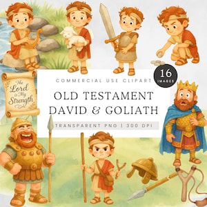 David und Goliath Clipart, alttestamentliche biblische Figur Clip Art, König David & Saul PNG, christlicher Glaube Bilder, Bibelarbeit